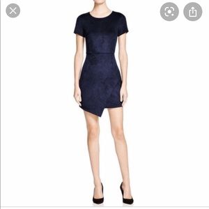 Aqua brand faux-suede mini dress in navy blue (L)